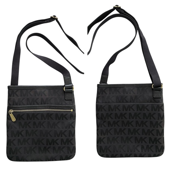 Michael Kors MK Signature Jacquard + Leather Trim Crossbody Shoulder Bag/Purse - Picture 12 of 12